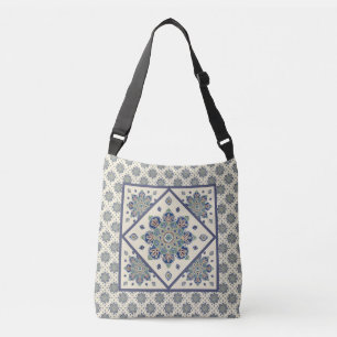 CrossBody Bag med Blue och Grönt Medallions Axelväska