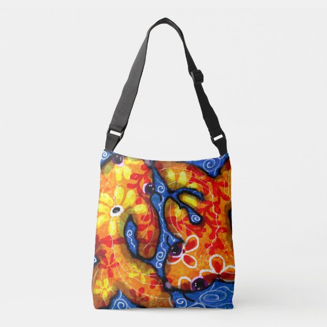 Crossbody Bag Purse - Koi Fish Abstrakt Art Axelväska (Framsida)