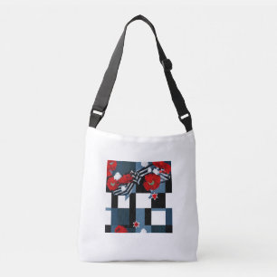 Crossbody-blocket Red Flower Block Mönster Axelväska