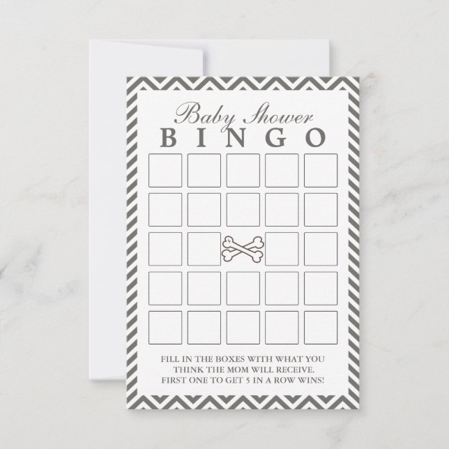 Crossbone Chevron Rand Baby Shower Bingo Cards (Framsida)