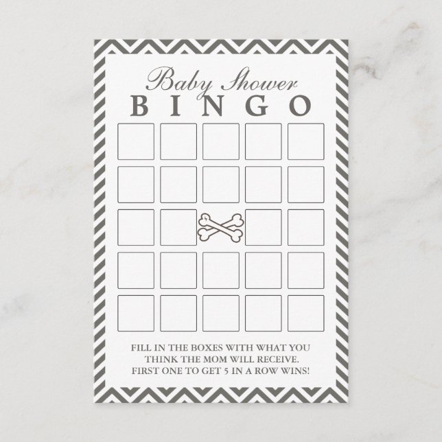 Crossbone Chevron Rand Baby Shower Bingo Cards (Framsida)