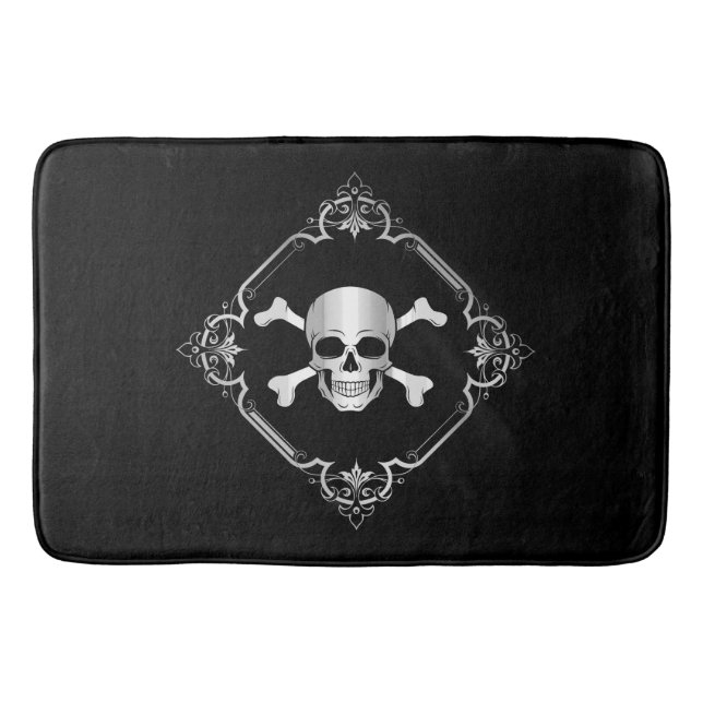 Crossbone/Jolly Roger/Pirat/black/silver Bath Mors Badrumsmatta (Framsidan)