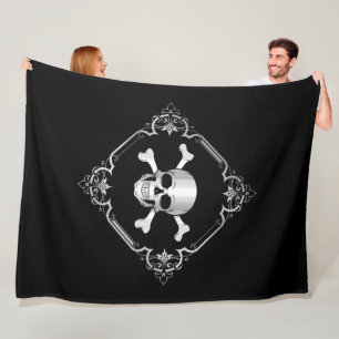 Crossbone/Jolly Roger/Pirat/black/silver Fleecefilt
