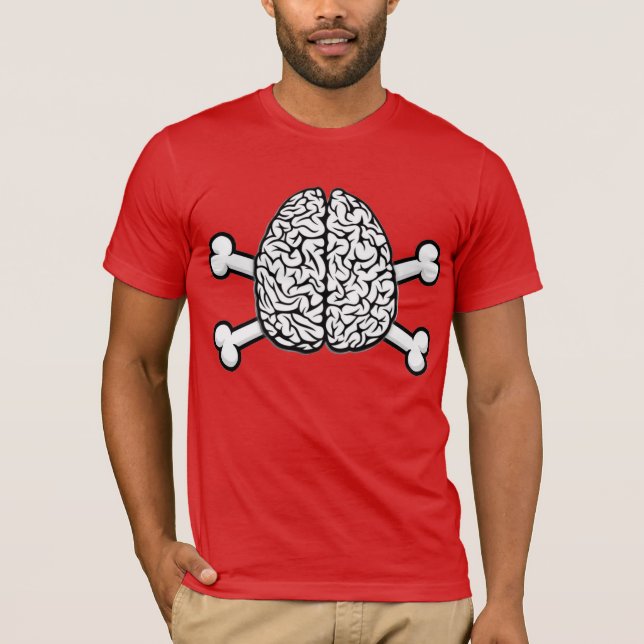 Crossbones för hjärna n t-shirt (Framsida)