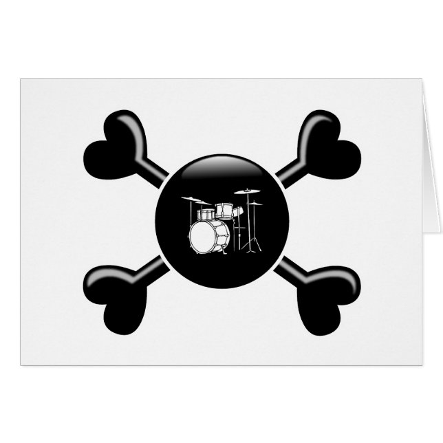 Crossbones trummar hälsningskort (Framsidan Horizontal)