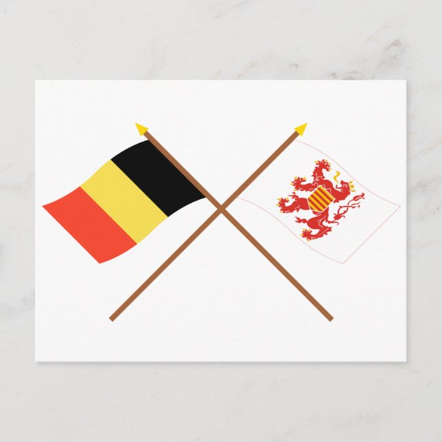 Crossed Belgium och Limbourg Flaggor Vykort (Framsida)