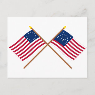 Crossed Betsy Ross och Bennington Flaggor Vykort