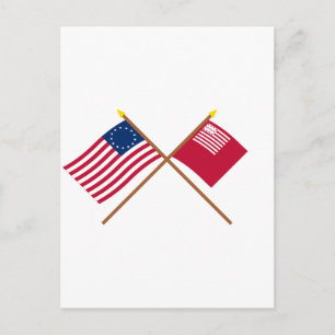 Crossed Betsy Ross och Brandywine Flaggor Vykort