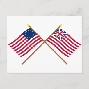 Crossed Betsy Ross och Grand Union Flaggor Vykort