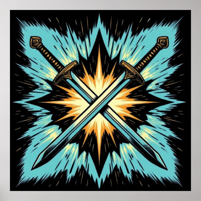 Crossed Fantasy Arrows with Glowing Energy – Dynam Poster (Framsidan)