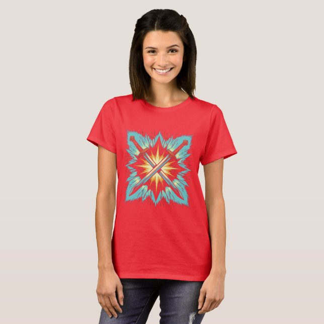 Crossed Fantasy Arrows with Glowing Energy – Dynam T Shirt (Hel framsida)