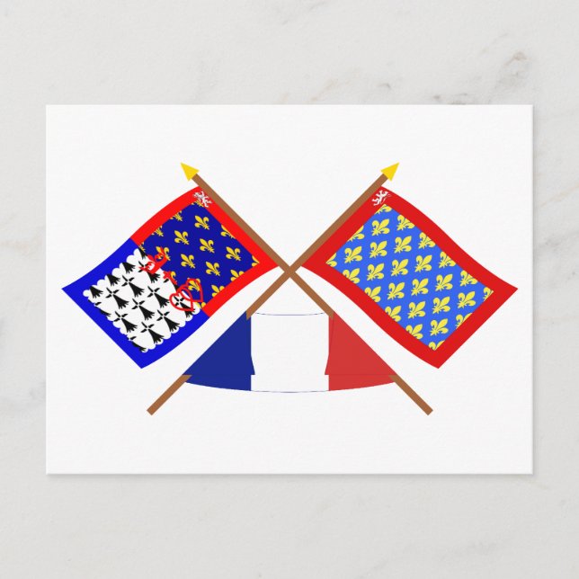 Crossed flaggor of Betalar-de-la-Loire and Sarthe Vykort (Framsida)