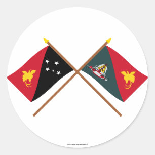 Crossed flaggor of PNG and Öster Sepik Province Runt Klistermärke