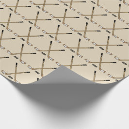Crossed Hockey Sticks and Puck Brown Tan Presentpapper