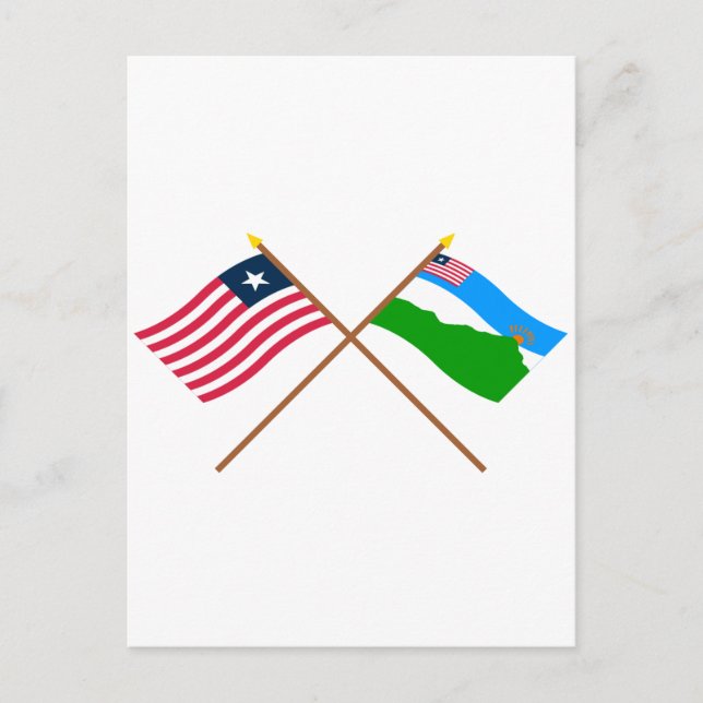 Crossed Liberia och Grand Gedeh County Flaggor Vykort (Framsida)