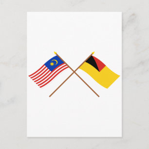Crossed Malaysia och Negeri Sembilan flaggor Vykort