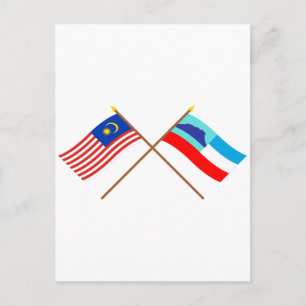 Crossed Malaysia och Sabah flaggor Vykort