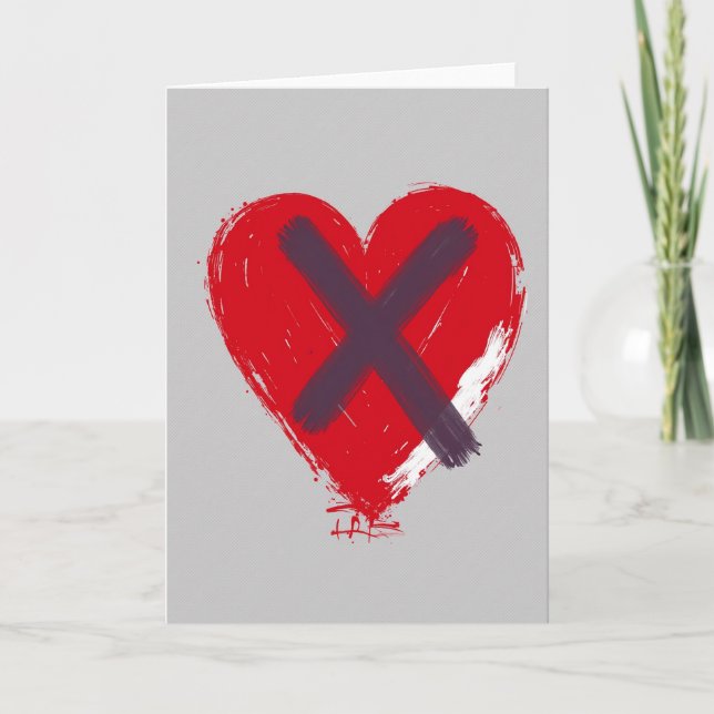 Crossed Out Heart Card Kort (Framsida)