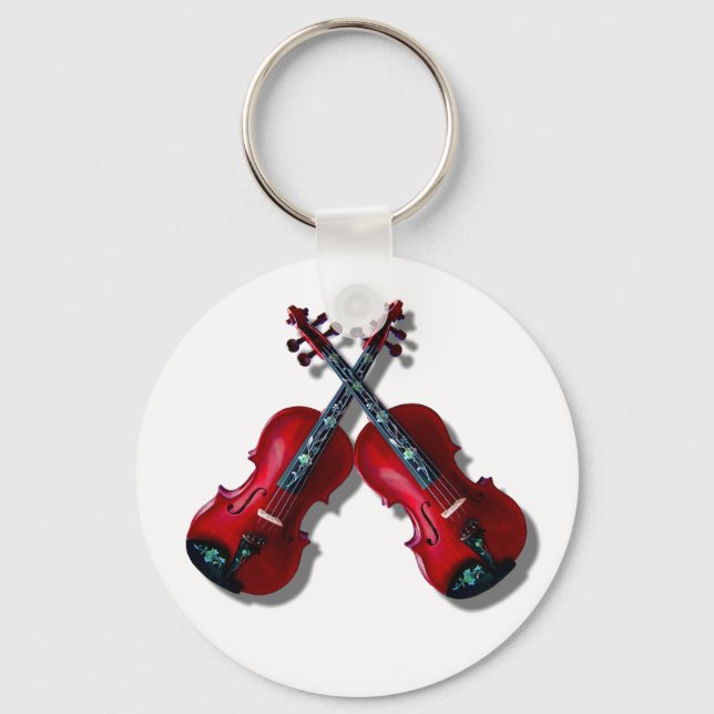 CROSSED RED VIOLINS -KEYCHAIN NYCKELRING (Framsida)