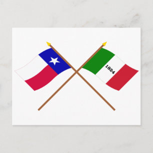 Crossed Texas och Alamo Flaggor Vykort