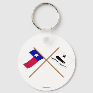 Crossed Texas och Gonzales Flaggor Nyckelring