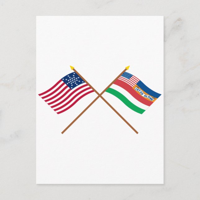 Crossed US 27-star och 1845 Florida-Statsflaggor Vykort (Framsida)