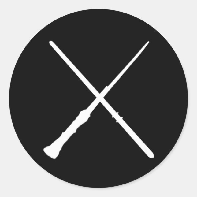 Crossed Wands Runt Klistermärke (Framsida)