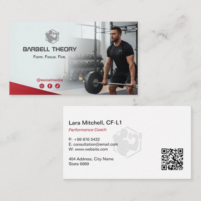 CrossFit Coach Business | Minimalist Fitness Visitkort (Fram/baksida)