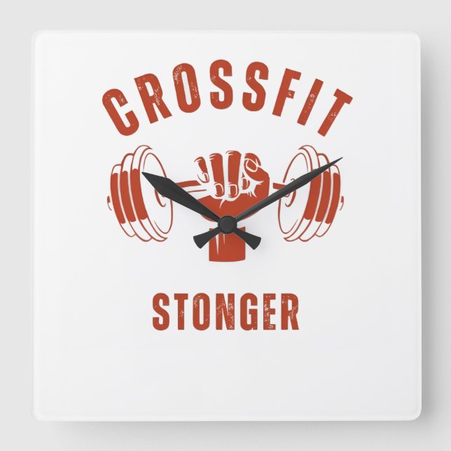 CrossFit Stronger--Power & Strength Mindset Fyrkantig Klocka (Framsida)