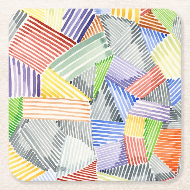 Crosshatch Quilt I Underlägg Papper Kvadrat (Framsidan)