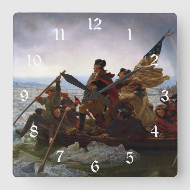Crossing Delaware 1776: General George Washington Fyrkantig Klocka (Framsida)