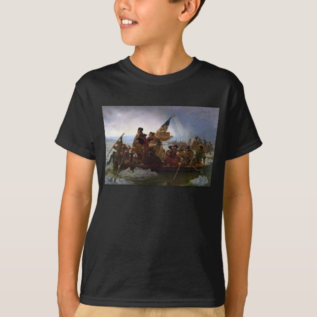 Crossing Delaware 1776: General George Washington T Shirt (Framsida)