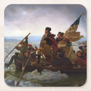 Crossing Delaware 1776: General George Washington Underlägg Papper Kvadrat