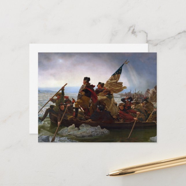Crossing Delaware 1776: General George Washington Vykort (Fram/Back In Situ)