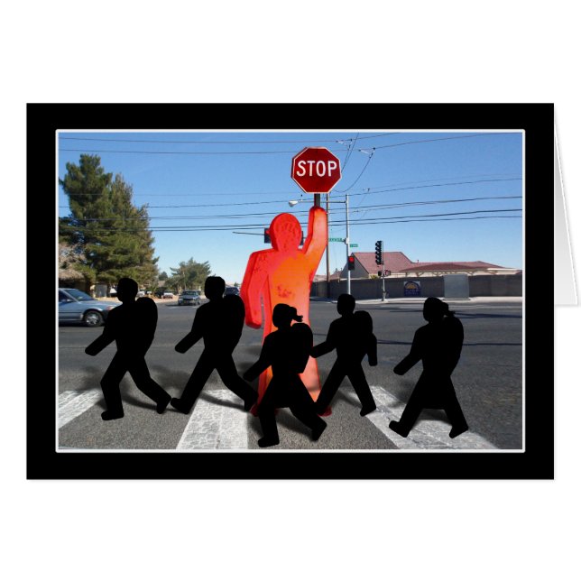 Crossing Guard w/Kids Hälsningskort (Framsidan Horizontal)