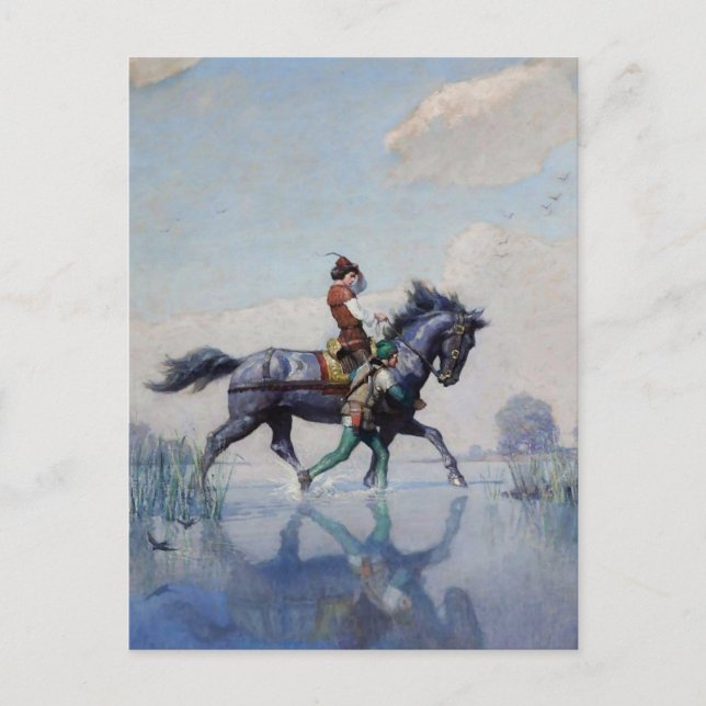 "Crossing the Fens" av NC Wyeth Vykort (Framsida)