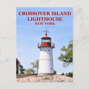 Crossover Island fyr, New York Postcard Vykort