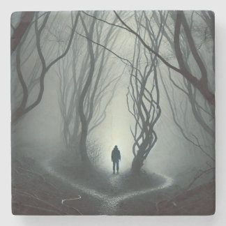Crossroads in the Fog - Gloomy Forest Art Print Stenunderlägg