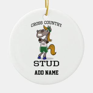 Crosst country dubba julgransprydnad keramik