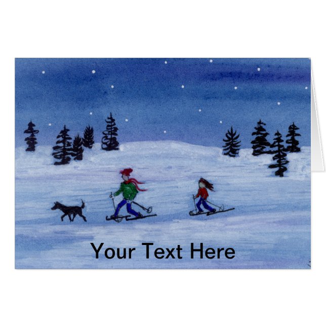 Crosst country hopp hälsningskort (Framsidan Horizontal)