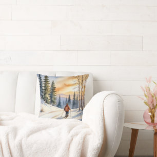 Crosst country hopp i Winter Skogen Kudde