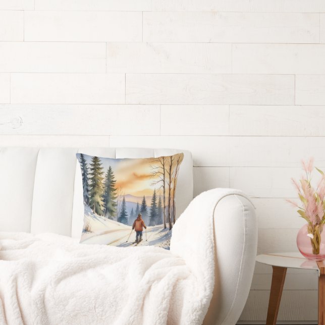 Crosst country hopp i Winter Skogen Kudde (Soffa)