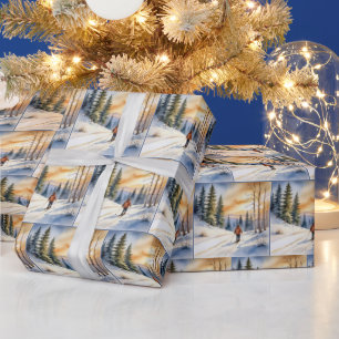 Crosst country hopp i Winter Skogen Presentpapper
