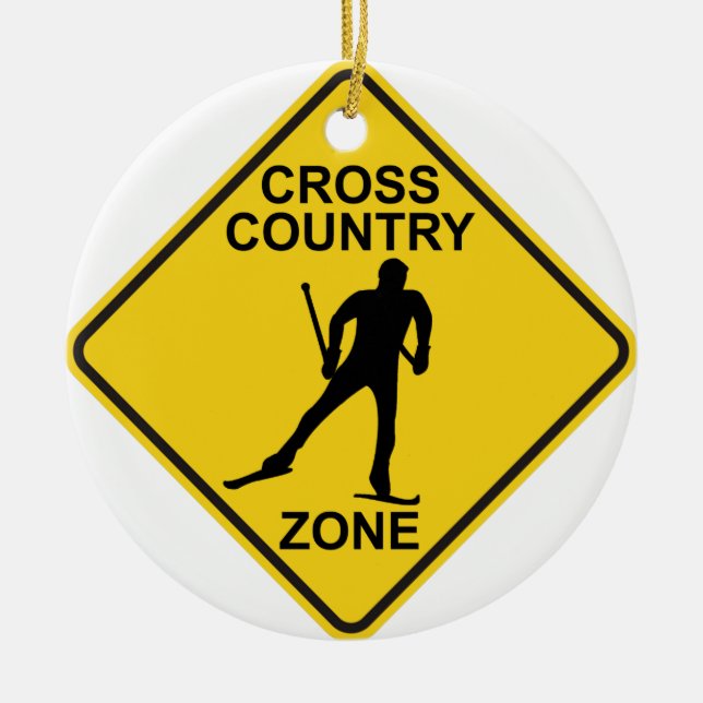 Crosst country skida zonen julgransprydnad keramik (Framsidan)