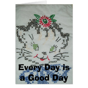 Crosstitch kattungekort hälsningskort