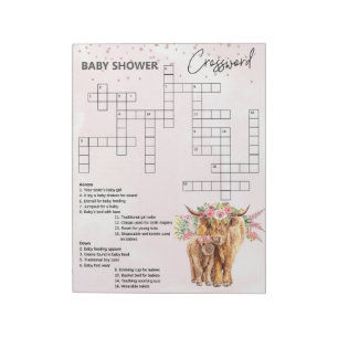 Crossword för Baby Shower Rosa Highland ko Game Cr Anteckningsblock