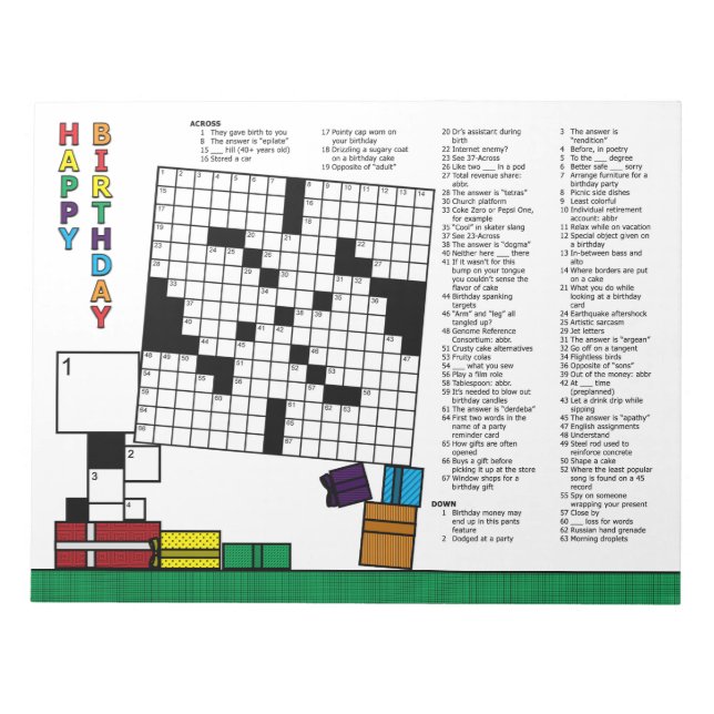 Crossword Puzzle (70 Clues) Anteckningsblock (Framsida)