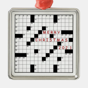 Crossword Puzzle ~ Ändra år Julgransprydnad Metall