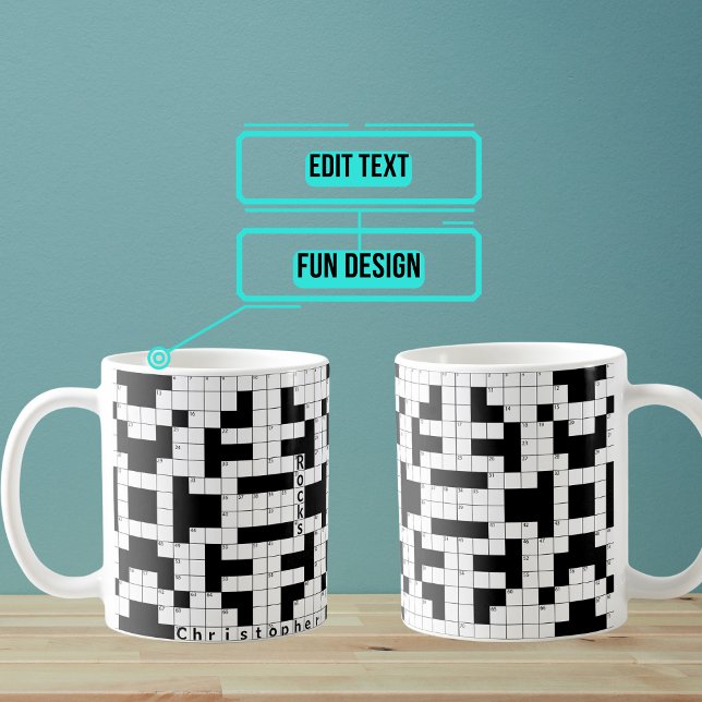 Crossword Puzzle Anpassningsbar Mugg (Do you like to have your coffee with or IN your crossword puzzle? )