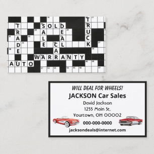 Crossword Puzzle Car Dealert Visitkort